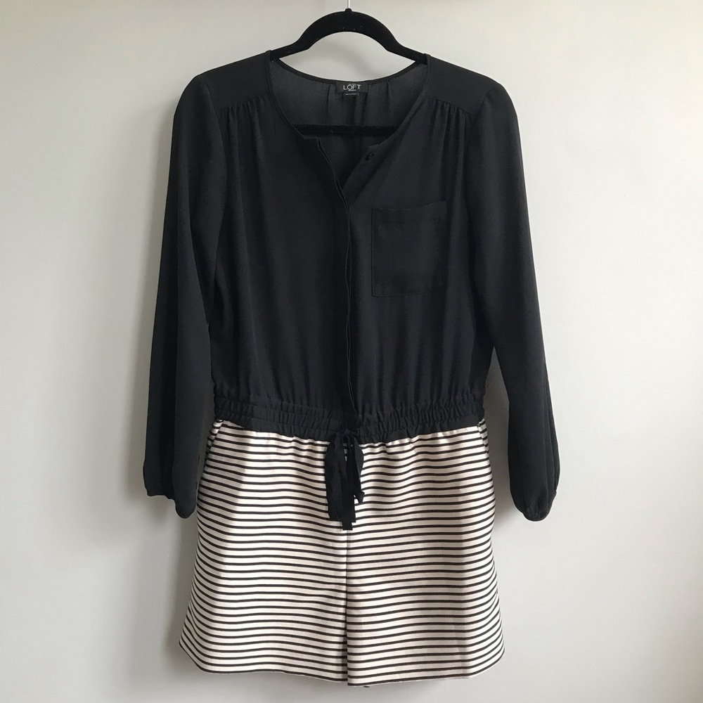 LOFT Black and White, Long Sleeve Romper